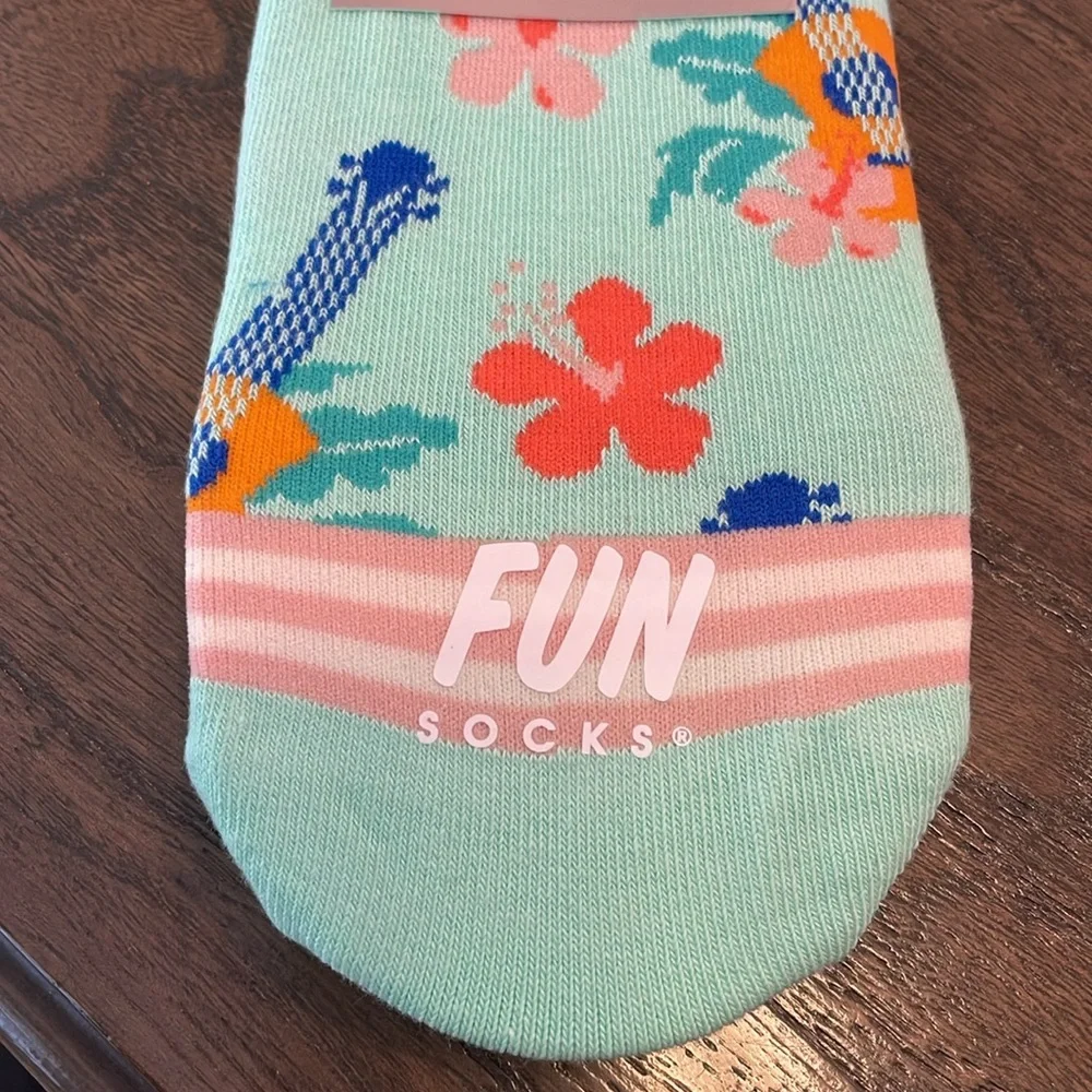 Green Floral Invisible No Show Fun Socks